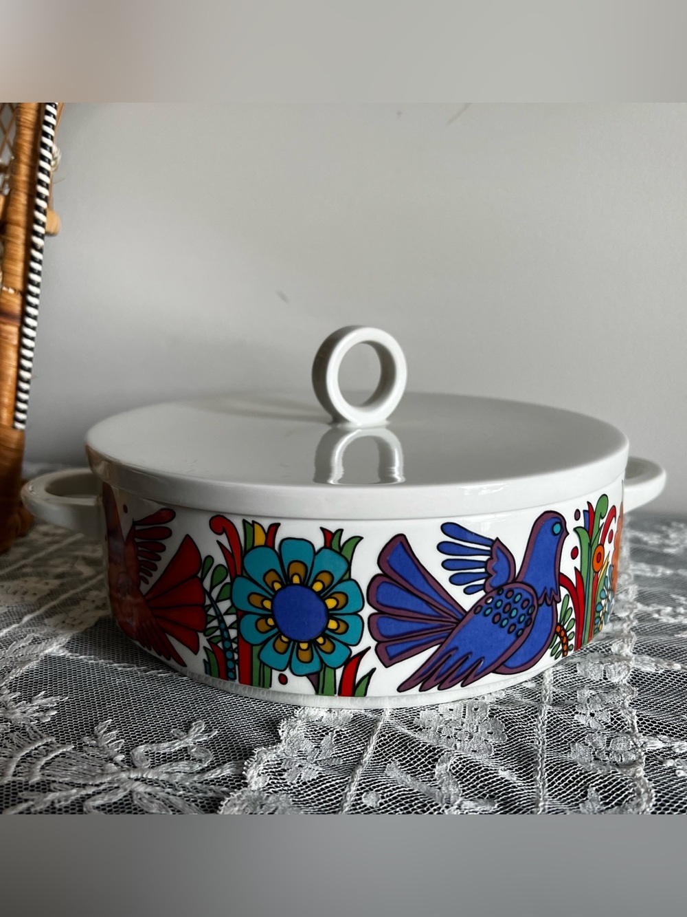 Vintage MCM Villeroy & Boch Acapulco 8” Vegetable/Casserole Dish with Lid